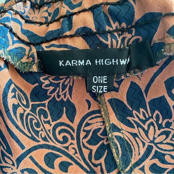 Karma Highway Silky Loose Fit Boho Festival Pants One size Brown Black - Picture 8 of 8